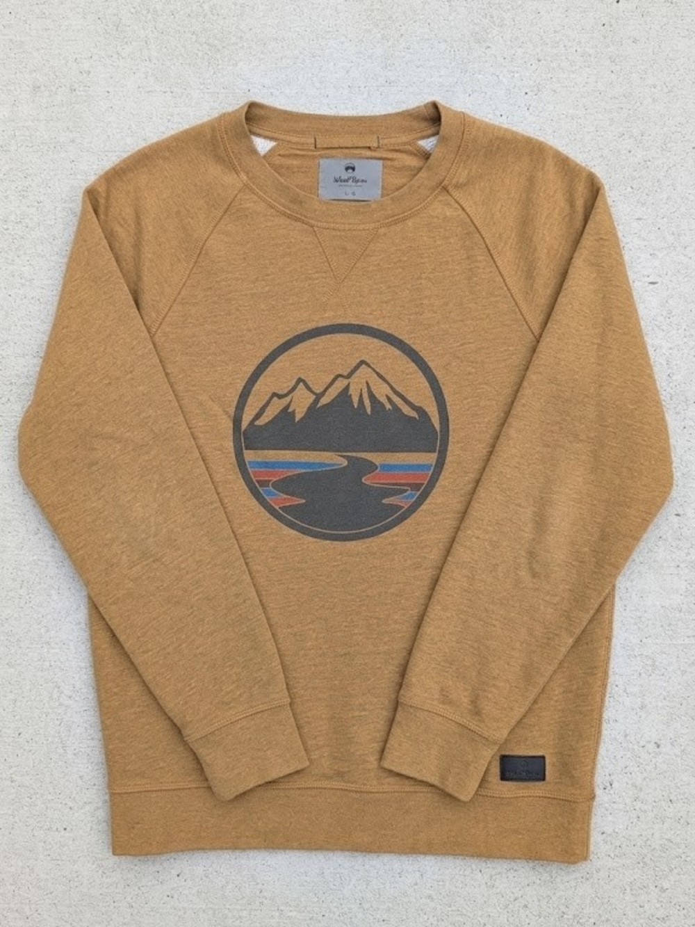 Wind River Mountain Graphic Crewneck Sweatshirt Mustard Cozy Canadiana